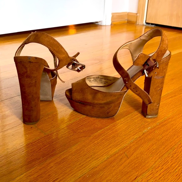 Women Strapped Heel, Open Toe, Brown, Fake Suede,6 - Picture 5 of 8